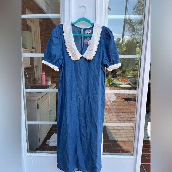 Anthropologie Porridge Denim Collared Slim Midi Dress NWT - Picture 7 of 8